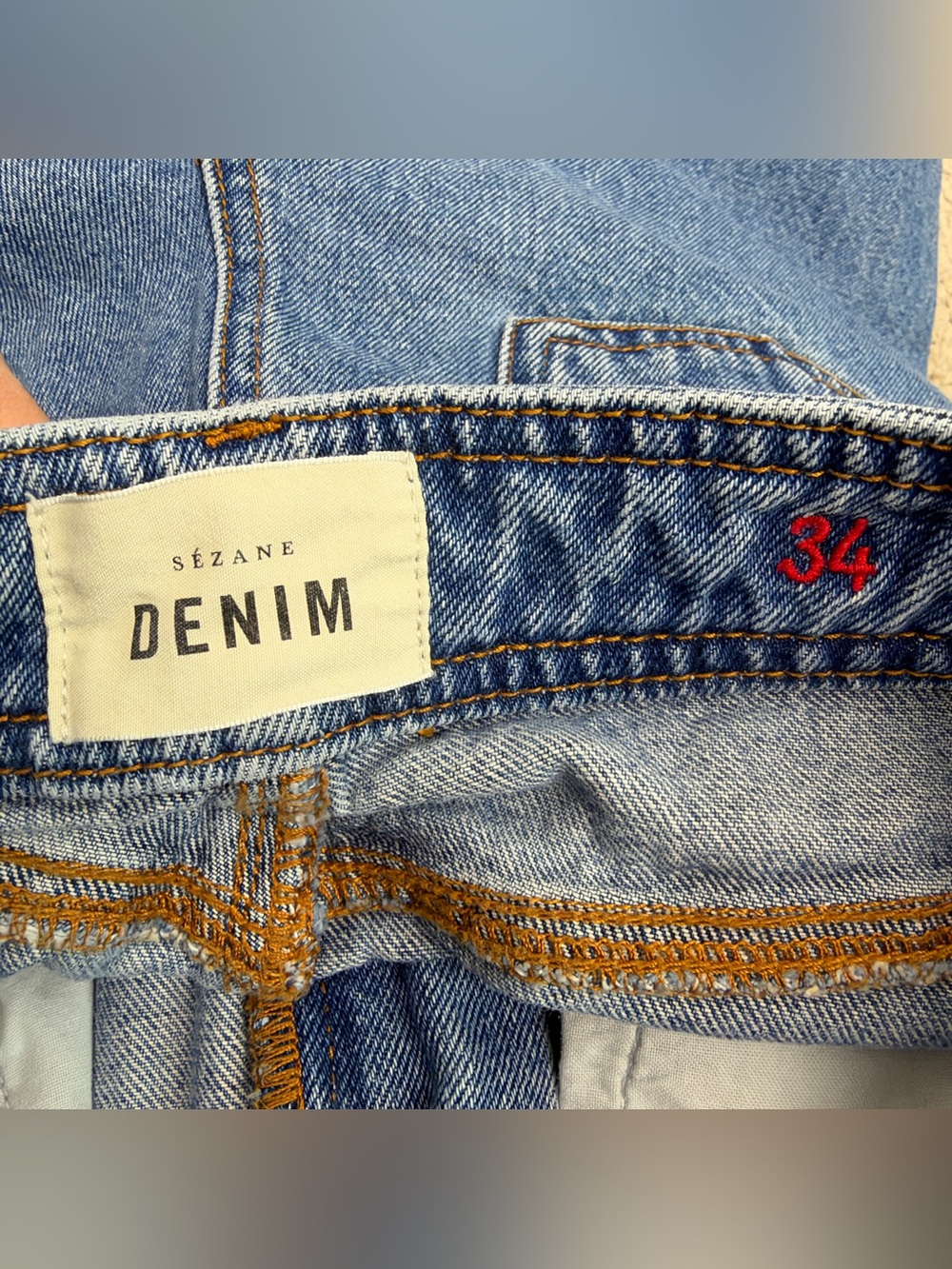 Sézane Crop Wide Leg Denim Blue Jeans - Picture 5 of 6
